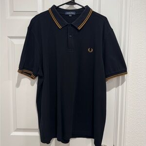 Fred Perry Polo Shirt in Black with Gold Trim
